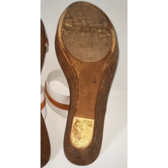 Italian Shoemakers White Tan Bi-color Wedge Sandals Size 10 - Picture 9 of 12